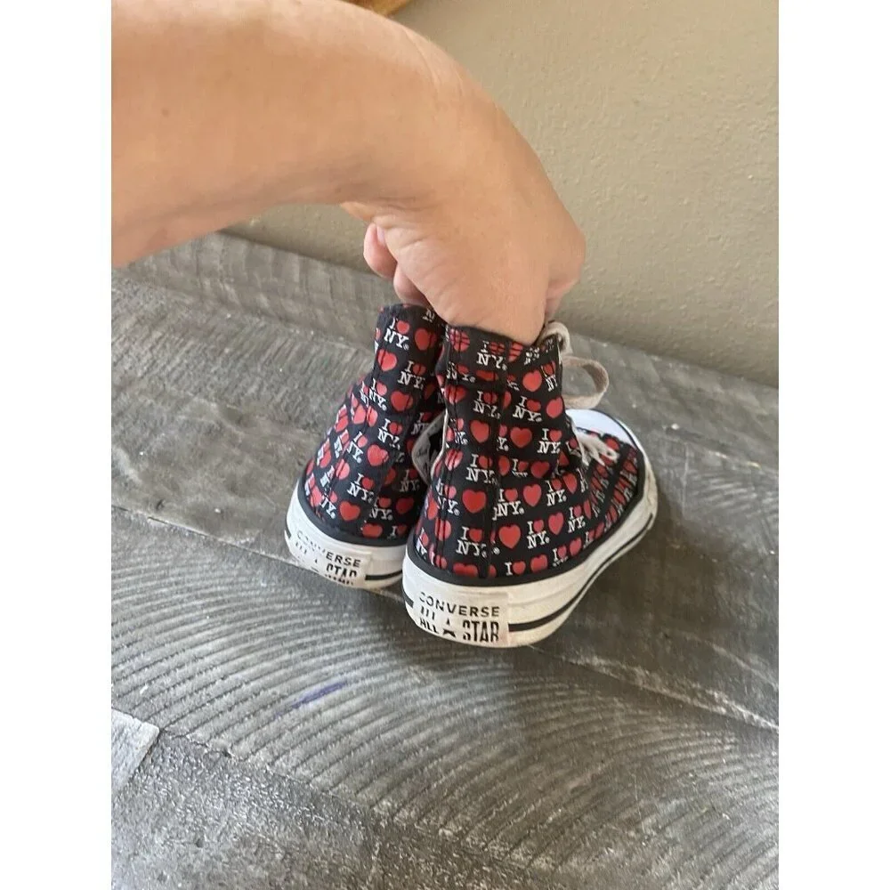 Converse All Star CTAS High Top I Love NY Black Kids Size 12 Sneakers
